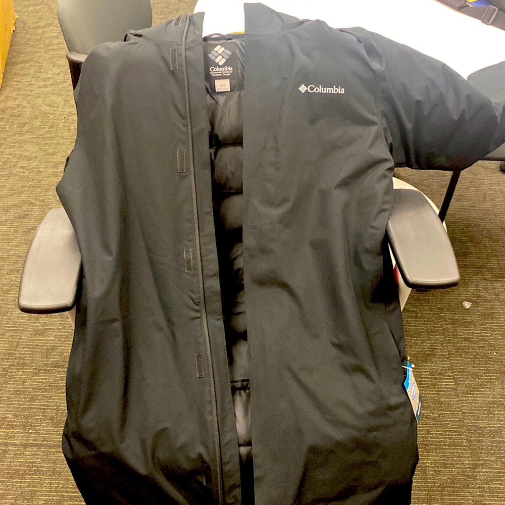 COLUMBIA OMNITECH BLIZZARD FIGHTER LONG COAT-BLACK & NAVY